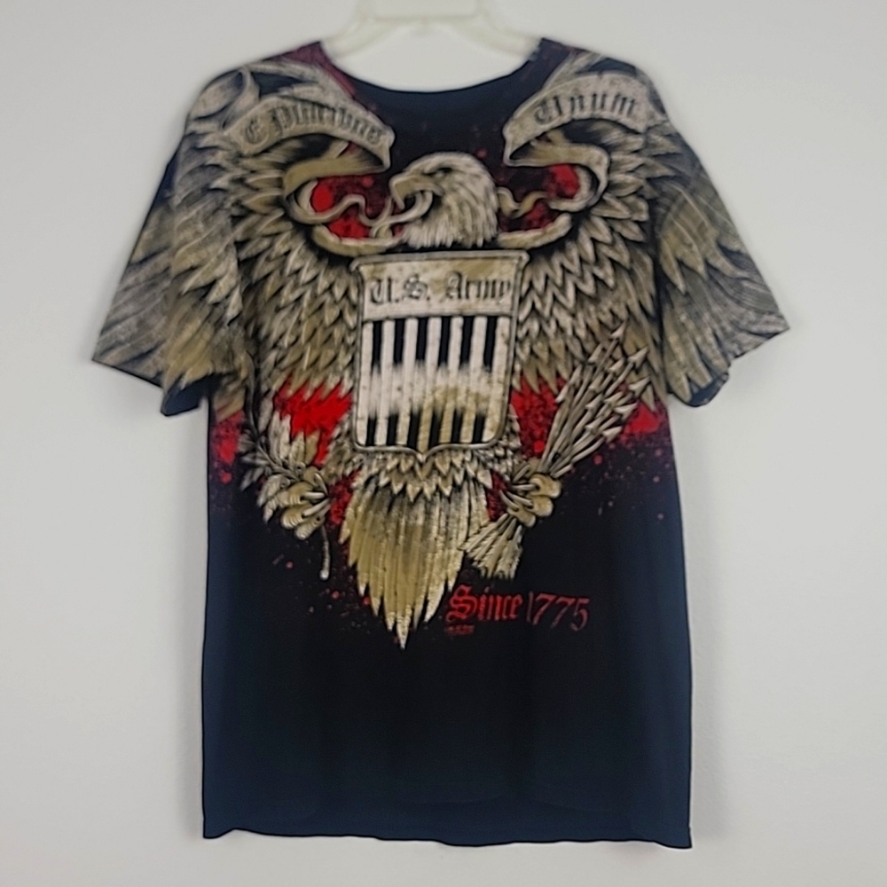 Distinctive Military Apparel & Art Army Black Eagle Short Sleeve T-Shirt L